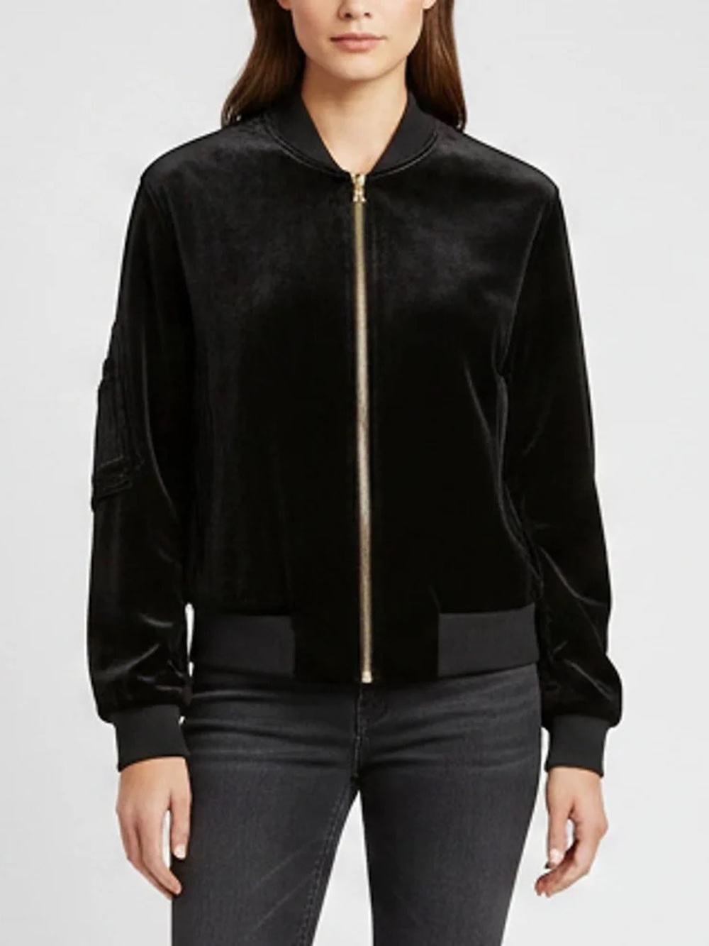 Sandro Black Velvet Bomber Jacket